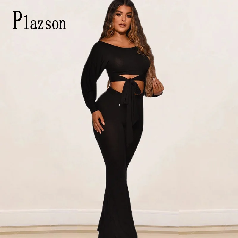 

Женский весенне-осенний черный и серый комплект из 2 предметов, эластичный бандажный топ и облегающие брюки, костюм из двух предметов для от...