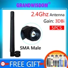 Антенна wi-fi 2,4 ГГц 3 дБи, разъем SMA, 5 шт. антенн 2,4 ГГц, антенна wi-fi разъем SMA, антенны для маршрутизатора