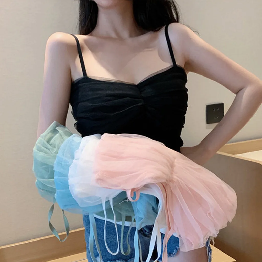 

Lace Women Tank Solid Patchwork Camis Tops Tight Solid Sleeveless Length Vest Strapless Tshirt Strappy Camisole femme