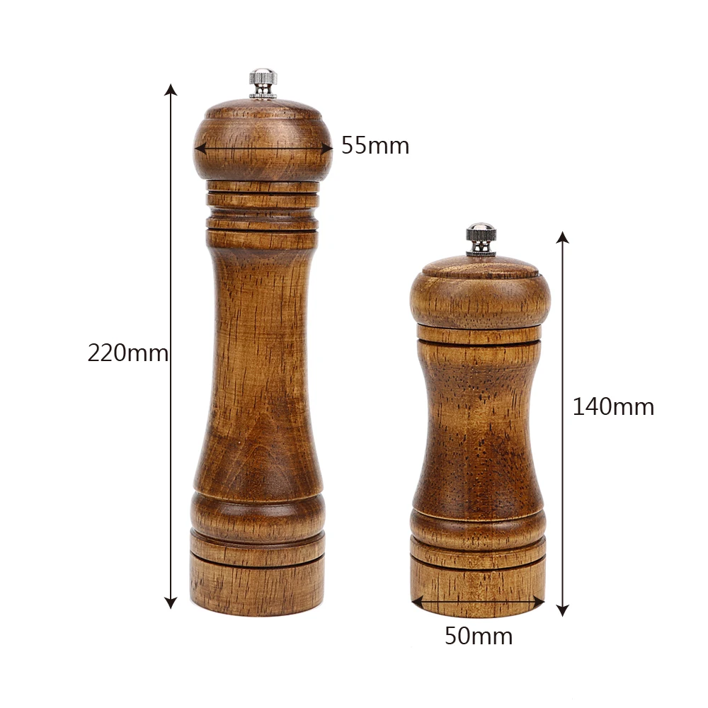

Salt Cumin Pepper Mill with Strong Adjustable Ceramic Grinder Solid Wood Spice Mill Kitchen Accessories Cooking Tools