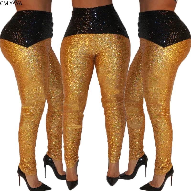 New Autumn Winter Women Fashion Pants Sequined High Waist Trousers Casual Street Elastic Pencil Leggings GL8225 | Женская одежда