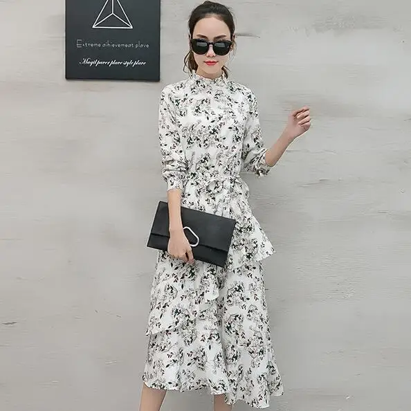 Осеннее асимметричное длинное шифоновое платье для женщин Vestidos с длинным