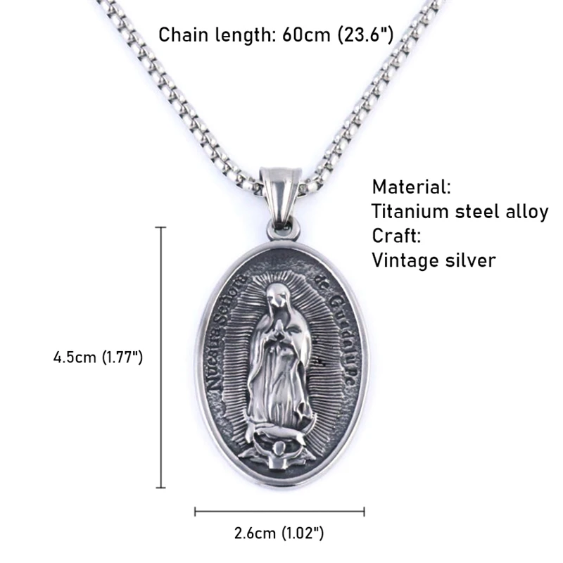 

Virgin Mary Necklace Metal Pendant Virgin Mary Chain 22 " Miraculous Medal Coin Christian Necklace Jewelry for Women / Men