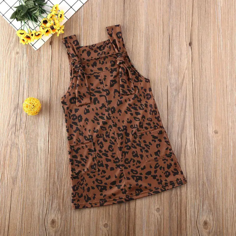 UK Kids Baby Girls 1T-6T Clothes Leopard Bib Braces Overalls Dresses Outfit | Детская одежда и обувь