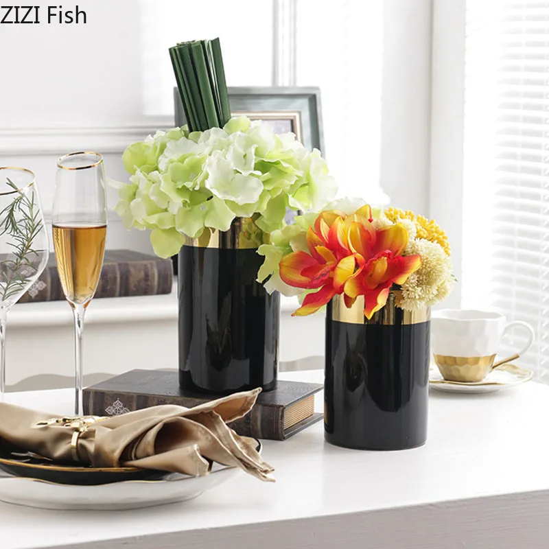 Керамическая ваза для дома белые мраморные узоры цветочный горшок украшение