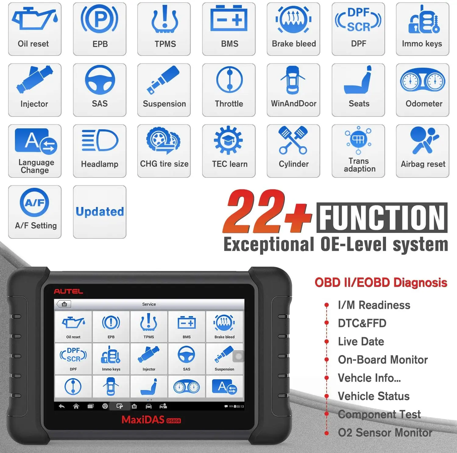 Autel maxanas DS808K OBD2 сканер автомобильный диагностический инструмент функции EPB/DPF/SAS/TMPS