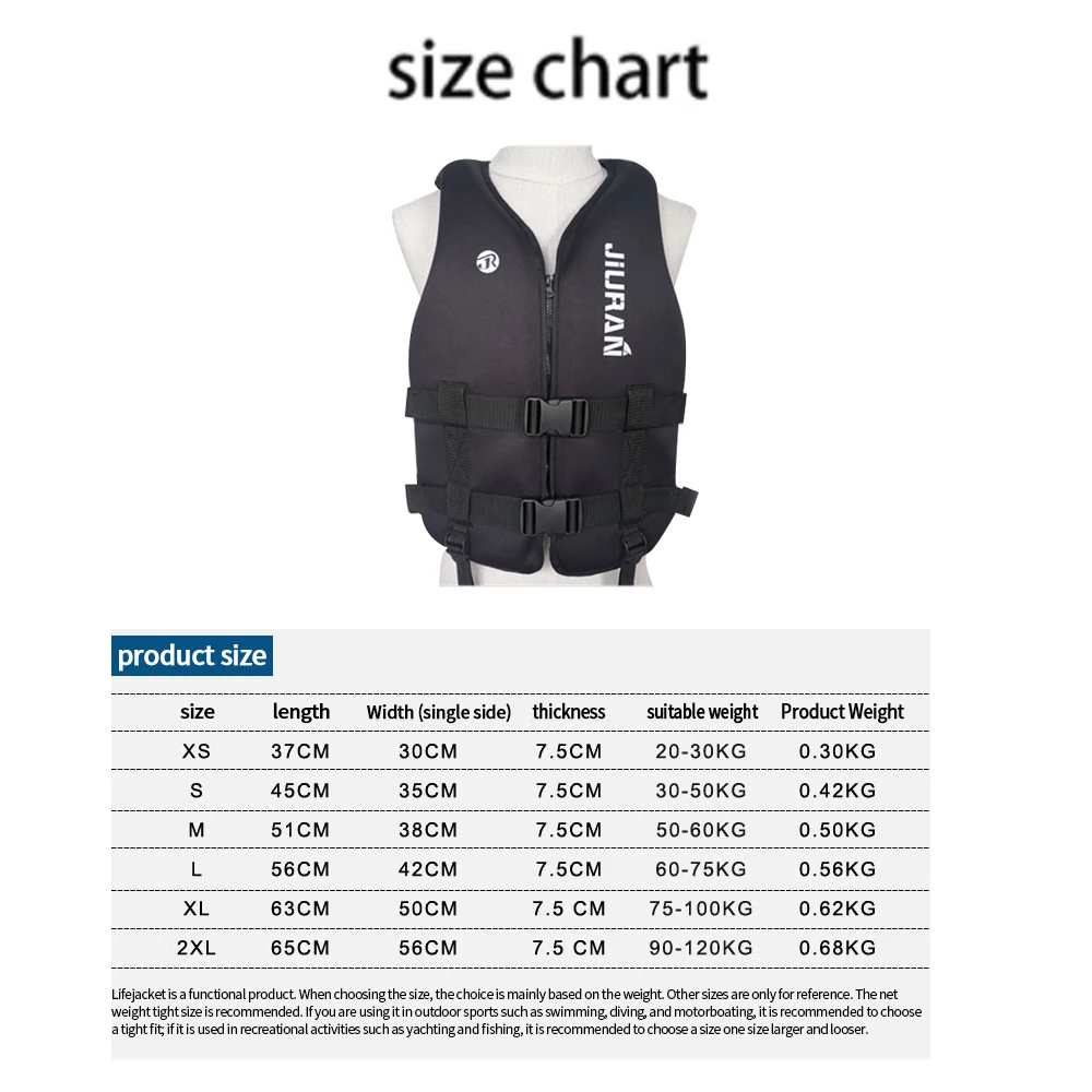 Adults Life Jacket Neoprene Safety Life Vest Water Sports Fishing Water Ski Vest Kayaking Boating Swimming Drifting Safety Vest