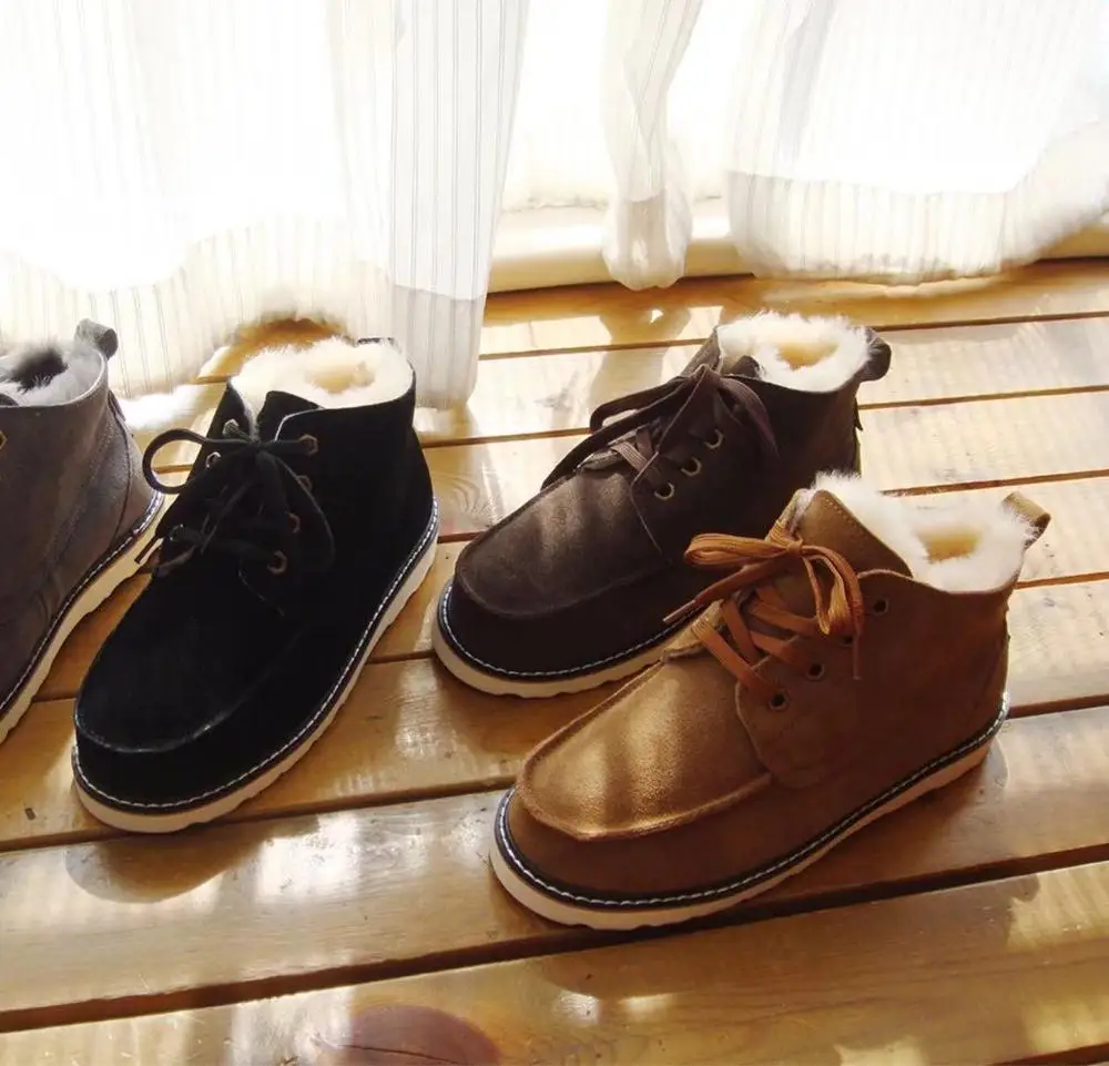 Новинка 2019 мужские зимние ботинки из овчины и меха в европейском стиле чистой