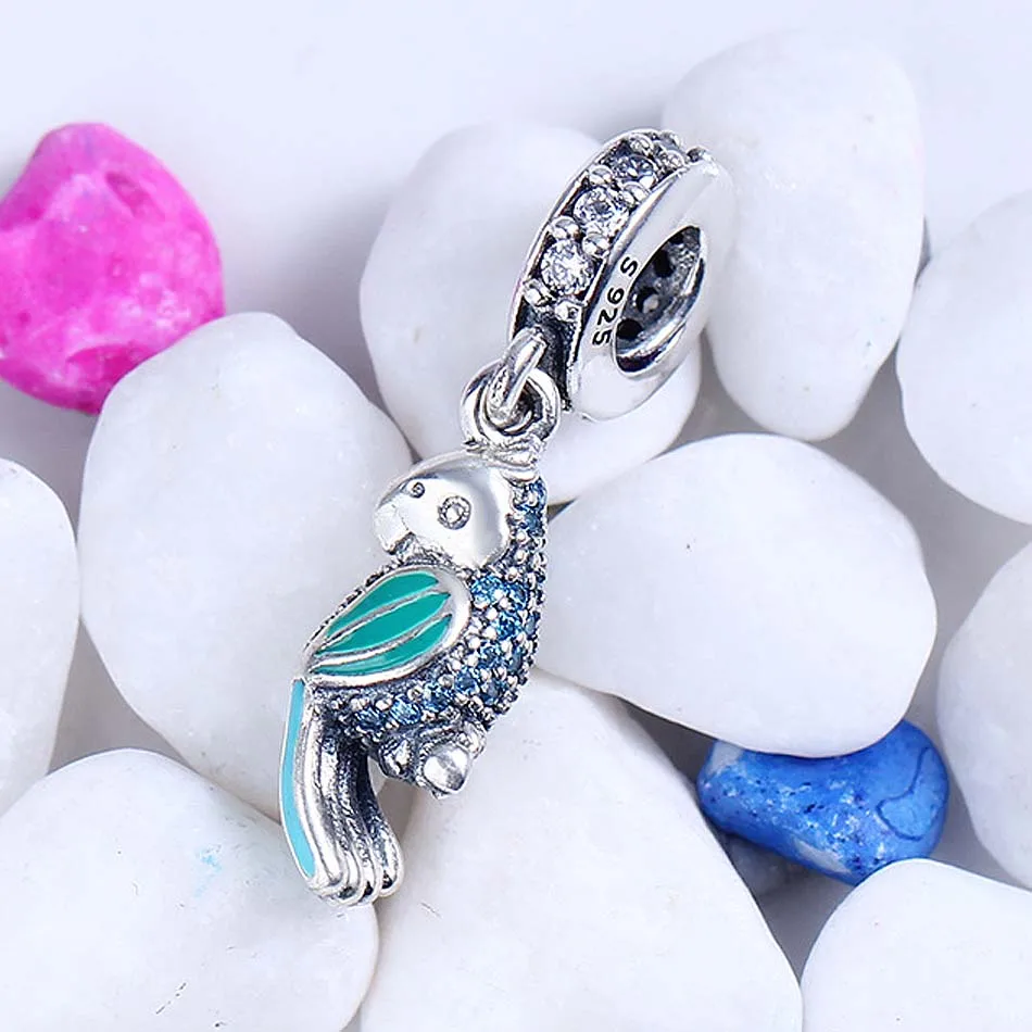 Оригинальный эмалированный Тропический попугай с хрустальными подвесками