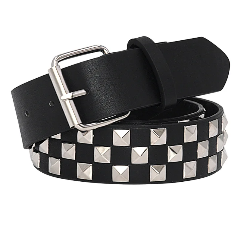 Shiny Pyramid Fashion Rivet Belt For Men&Women's Studded Punk Rock With Pin Buckle