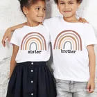 Радужные Детские футболки Brother and Sister, семейные радужные футболки, детская модная футболка, Лидер продаж, радужная одежда