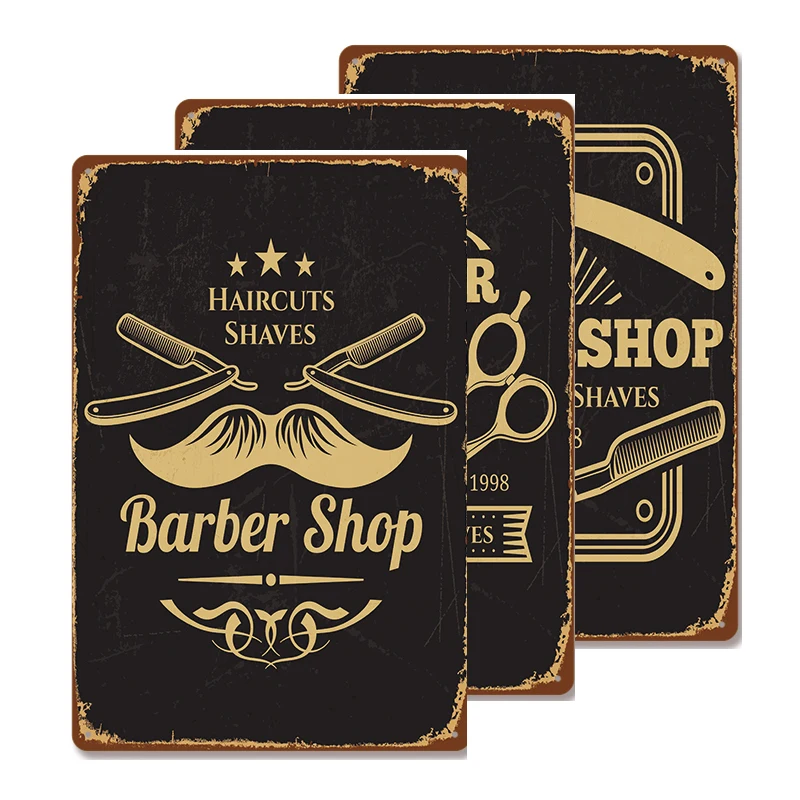 

Haircut Metal Poster Plaque Metal Vintage Salon Barber Shop Decor Sign Wall Decor Metal Tin Sign