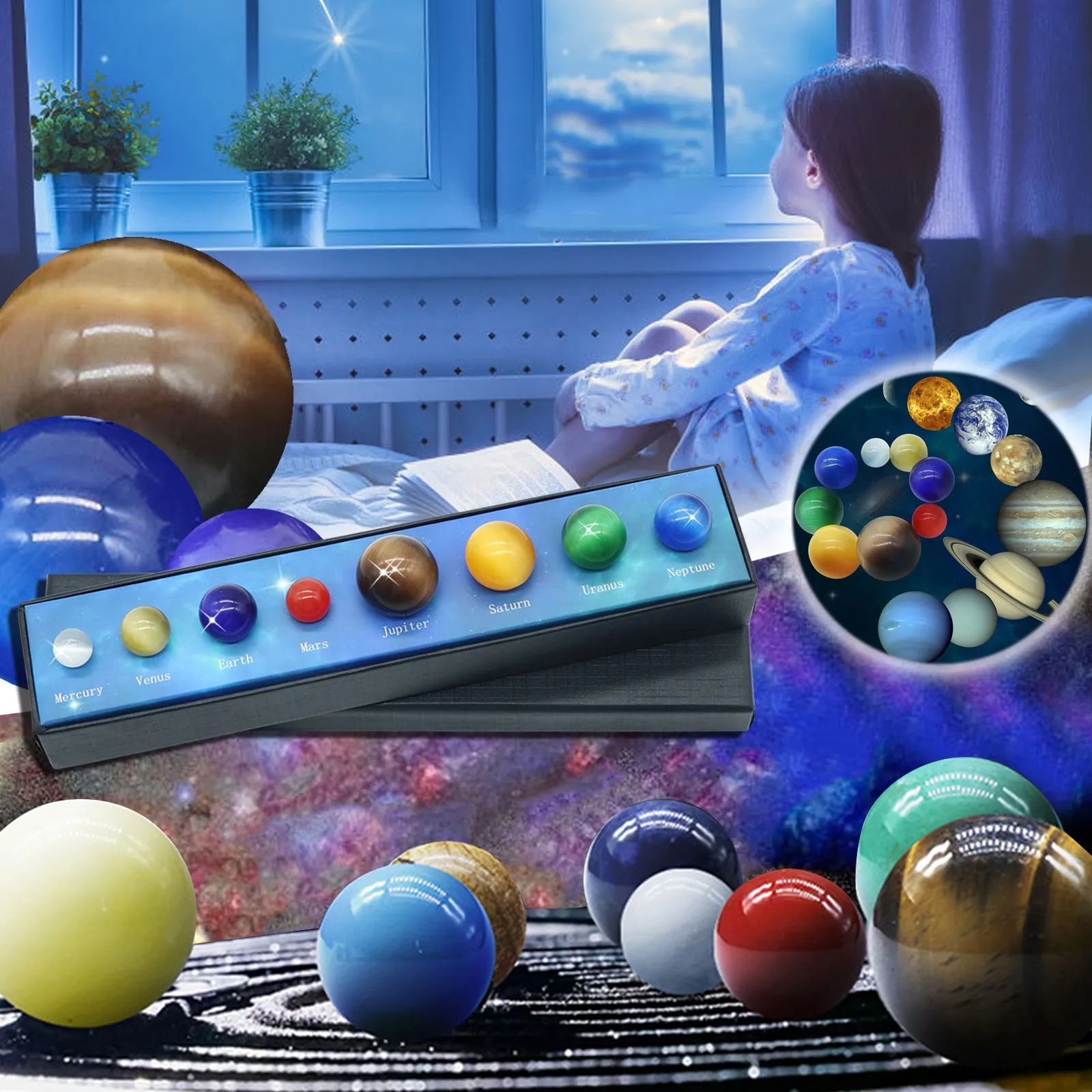 

Opal Eight Planets Universe Galaxy System Planets Popular Science Planet Set Educational Ornaments For Kids Teens Ore Gift