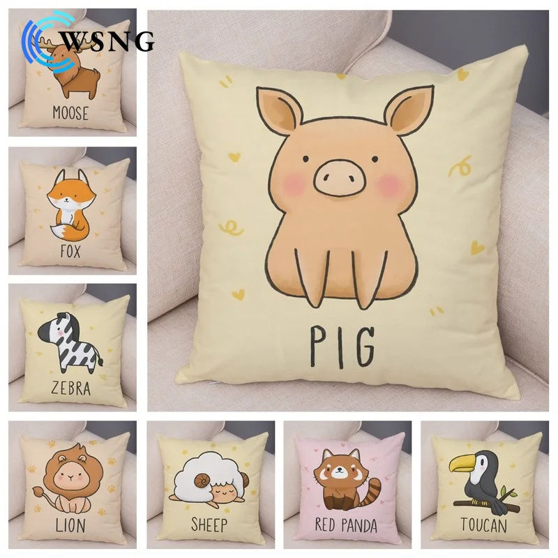

Lovely Cartoon Animal Cushion Cover Decoration Living Room Bedroom Sofa Pillow Cover Family Car Pillowcase 45x45cm