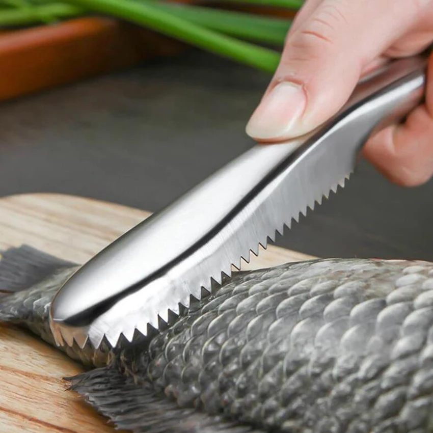 

1PC Stainless Steel Cleaning Fish Scale Knife Fish Skin Scraper Peeler Remover Scaler Brush Seafood Tools Kitchen Gadgets