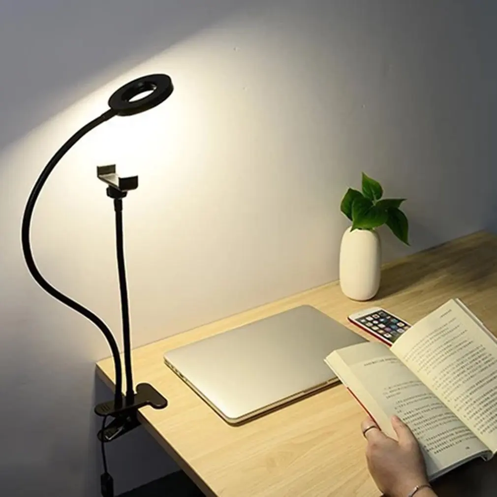 

12w Long Arm Selfie Universal Holder 24 LEDs Ring Flash Fill Light caster USB Clip Camera Cell Phone Stand lamp Live stream 5V