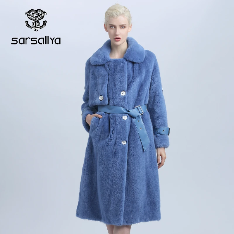 Real Mink Fur Coats Women Winter Natural Mink Coat Ladies Imported Warm Genuine Female Mink Coat With Sashes 2020 New Arrival