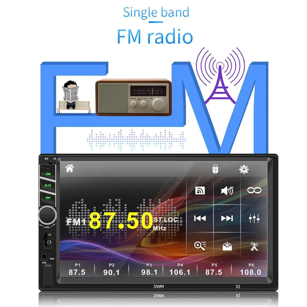 12 В Автомобильный мультимедийный плеер FM Радио авторадио Bluetooth AUX USB 7 в HD