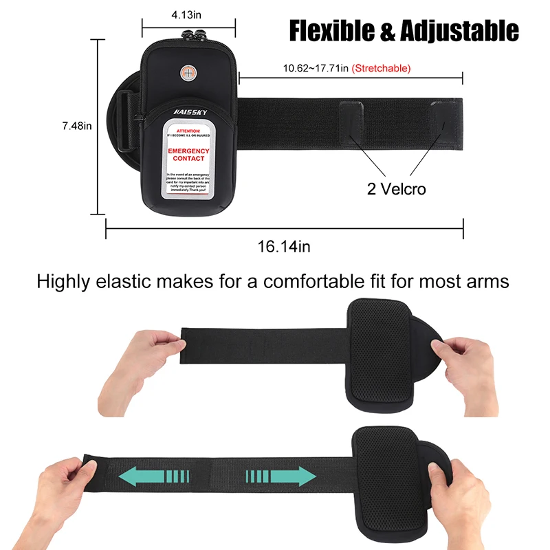 haissky sports running arm band bag emergency card wallet belt on hand mobile phone pouch for iphone 13 12 11 pro max xiaomi 11 free global shipping