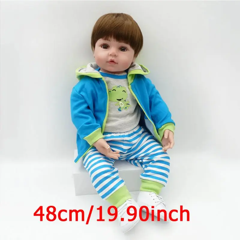 

19in Reborn Doll Realistic Soft Silicone Vinyl Newborn Babies Toy Pacifier Lifelike Handmade Christmas Gifts