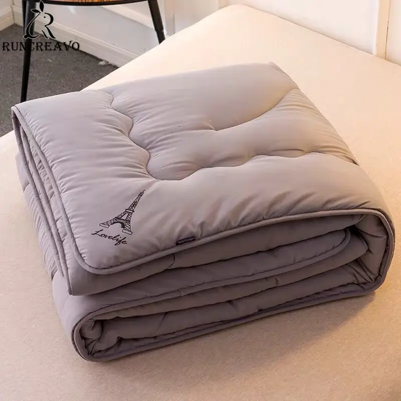 

Soild Color Gray Blue Winter Thicken Quilts Bedding Comforter Blanket Spring&autumn Bedroom Keep Warm Duvet with Filling Quilts