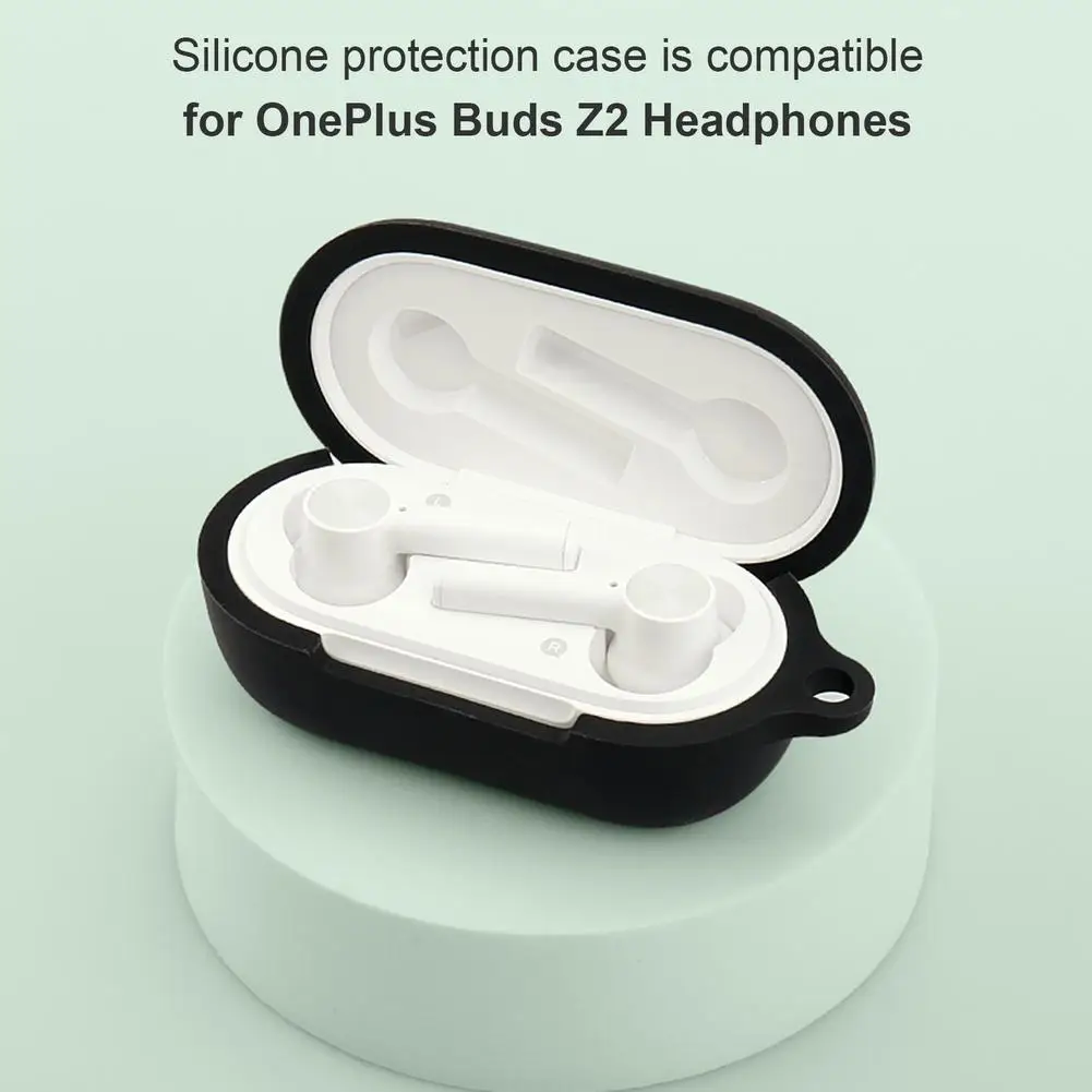 

Fashion Silicone Protective Cases For OnePlus Buds Z2 TWS Earphone Shell Charging Box Bag Shockproof Soft Cover With Carabiner
