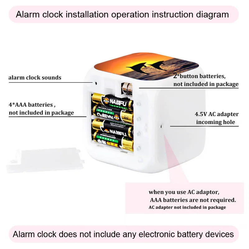Ghost Festival Bat Halloween Alarm Clock LED Big Screen Digital Kids Gift 7 Color Glowing Multifunction Desktop | Дом и сад