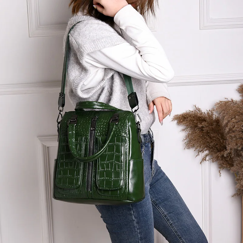 real split patent leather women handbag tote crocodile shoulder fanny bag shoulder luxury office ladies hand bag alligator red free global shipping