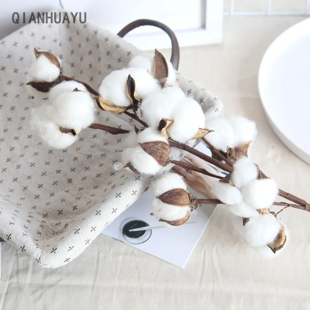 

Naturally Dried Cotton Farmhouse Artificial Flower Filler Floral Branch For Diy Wedding Party Decoration Fake Flowers Home Decor