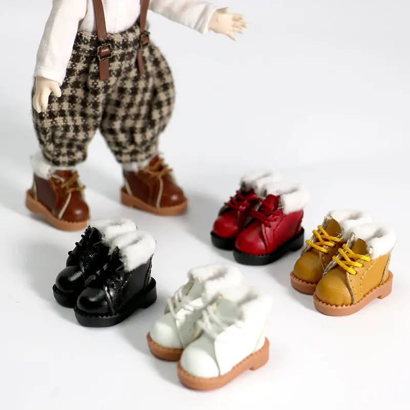 

Ob11 clothes baby shoes winter new plush leather boots snow boots 1/12 BJD doll shoes YMY P9 can be worn doll shoes
