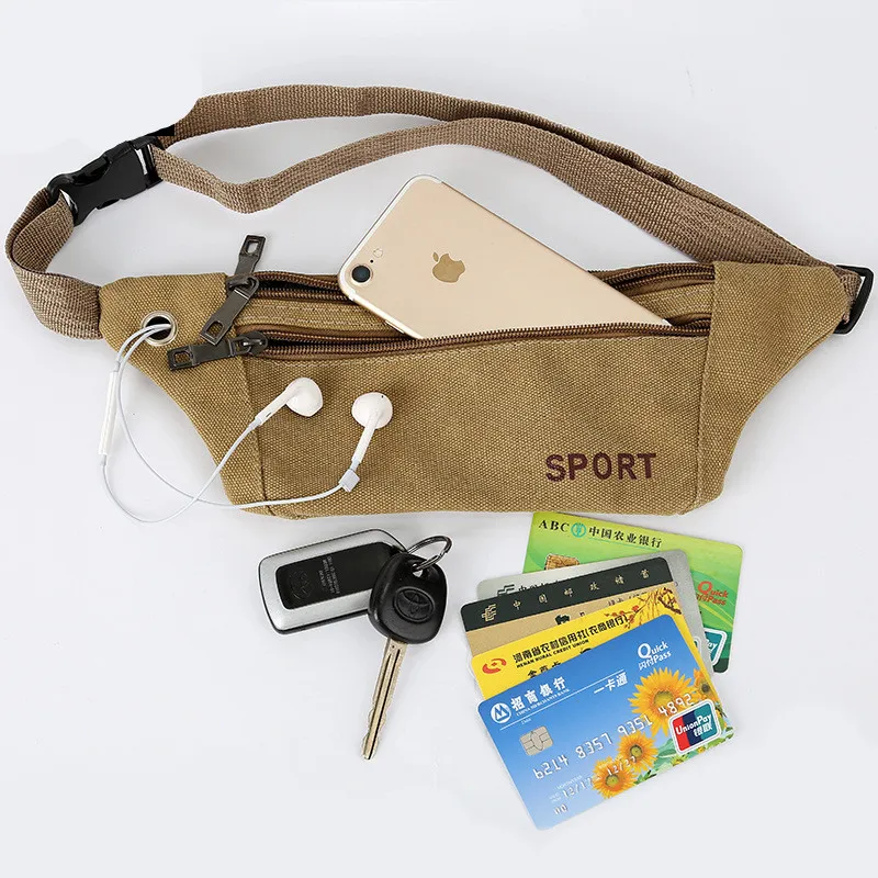 

Men Canvas Waist Packs Bag Outdoor Sports Mountaineering Bag Fitness Running Chest Bag Ultra-thin Ultra-light Mobile Phone Bag