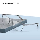 Мужские и женские очки для коррекции зрения MERRYS, дизайнерские классические ультралегкие квадратные очки для коррекции зрения по рецепту при близорукости, с оправой из титанового сплава, S2281