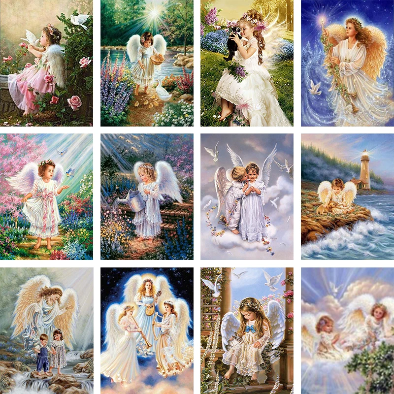 

5d Full Circle Diamond Diamond Painting Angel Cross Stitch Full Square Diamond Embroidery Girl Mosaic Home Decoration Gift