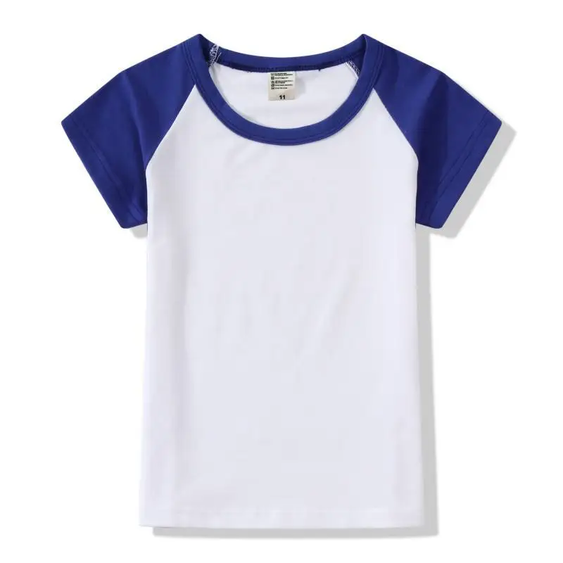 

Children's blank T-shirt cultural shirt with contrasting edge, suitable for heat transfer printing solid color TZ48