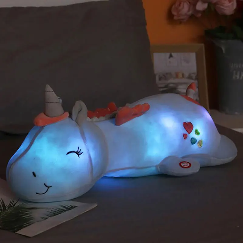 

1pc 60CM Cute Glowing LED Light Unicorn Plush Toys Lovely Luminous Animal Unicorn Pillow Stuffed Dolls For Children Kids Gifts