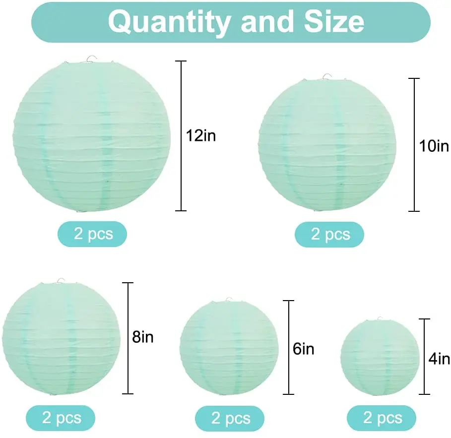 10 упаковок мятно-зеленый круглый бумажный фонарь висящий в Азии Китайский
