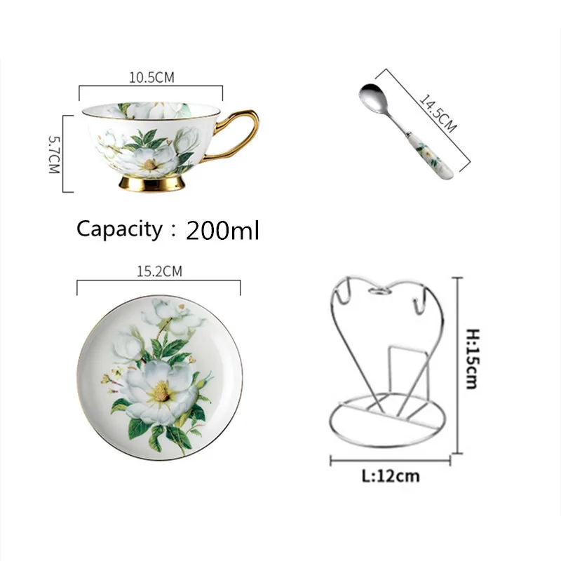 

Bone China Coffee Cup Ceramic Tea Cup Saucer Spoon In Set Creative Porcelain espresso Cup For Gift 200ml,Party Drinkware
