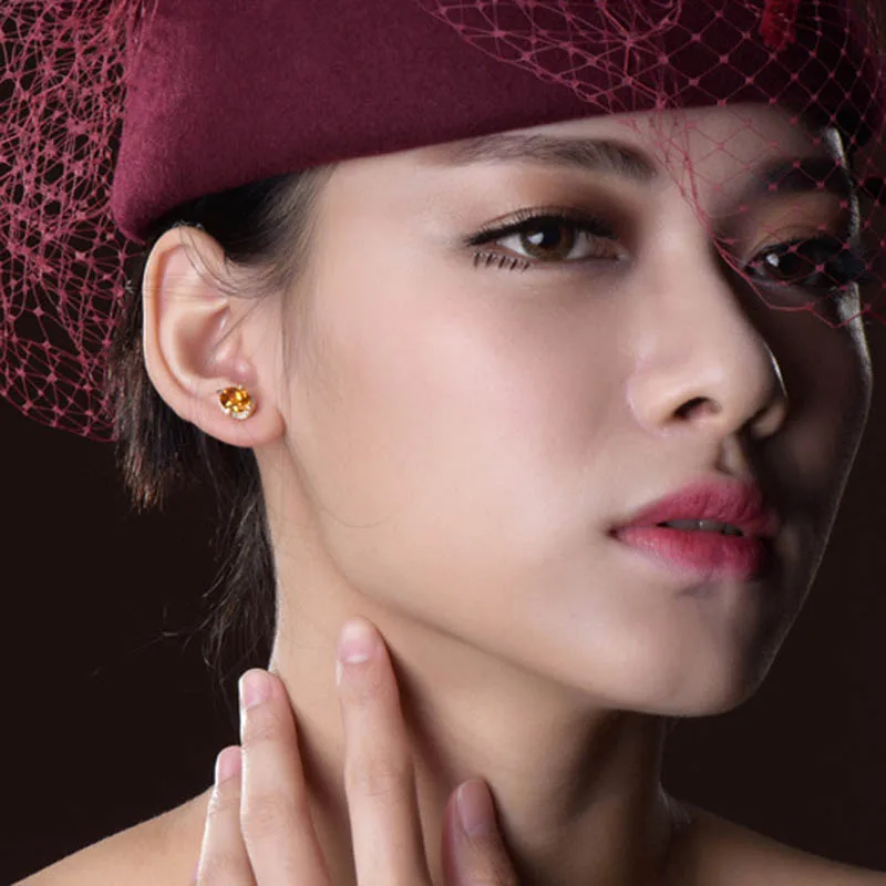 Черный Ангел высокое качество роскошь цитрин серьги со шпилькой для женщин 925