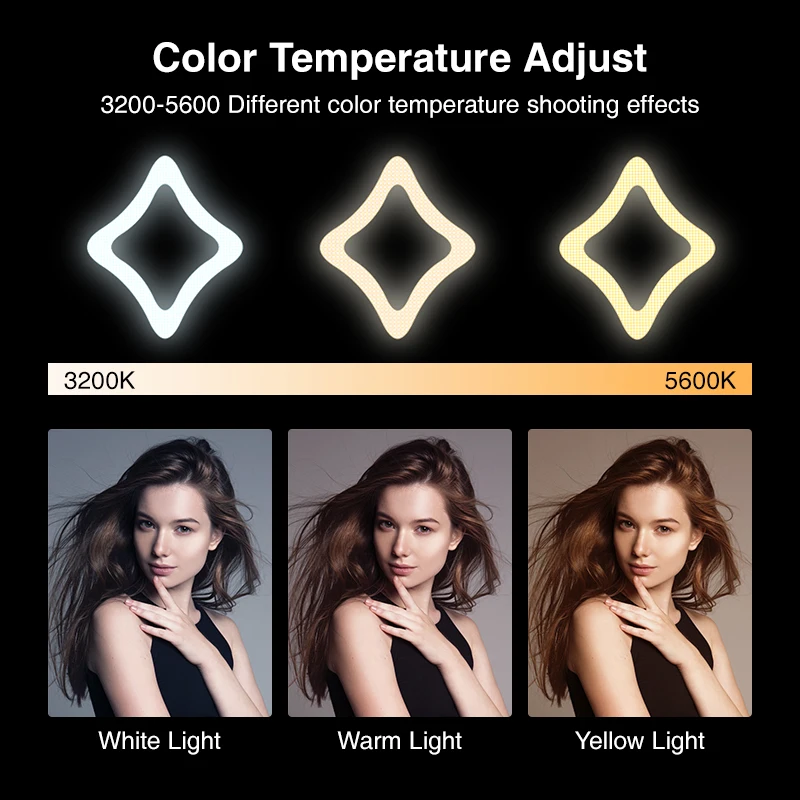 15" Star Ring Light Lamp Bi-color 3200-5600K Photographic Lighting Lamps with Stand for Video YouTube Makeup 2019 NEW | Электроника