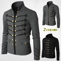 zogaa 2021 vintage solid men jacket steampunk tunic rock frock uniform male vintage punk metal military coat outwear