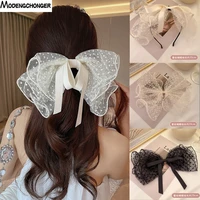2021 new white black lace bowknot elastic hair band hair tie large bow hairclips barrettes for women girls hair accessories hot