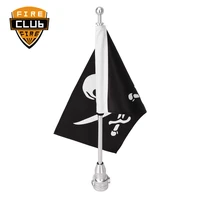 motorcycle silver aluminum rear side mount flag pole skull national flag for harley luggage rack moto ornamental accessories