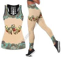 sea turtle polynesian 3d printed hollow out tank legging suit sexy yoga fitness soft legging summer women for girl 28