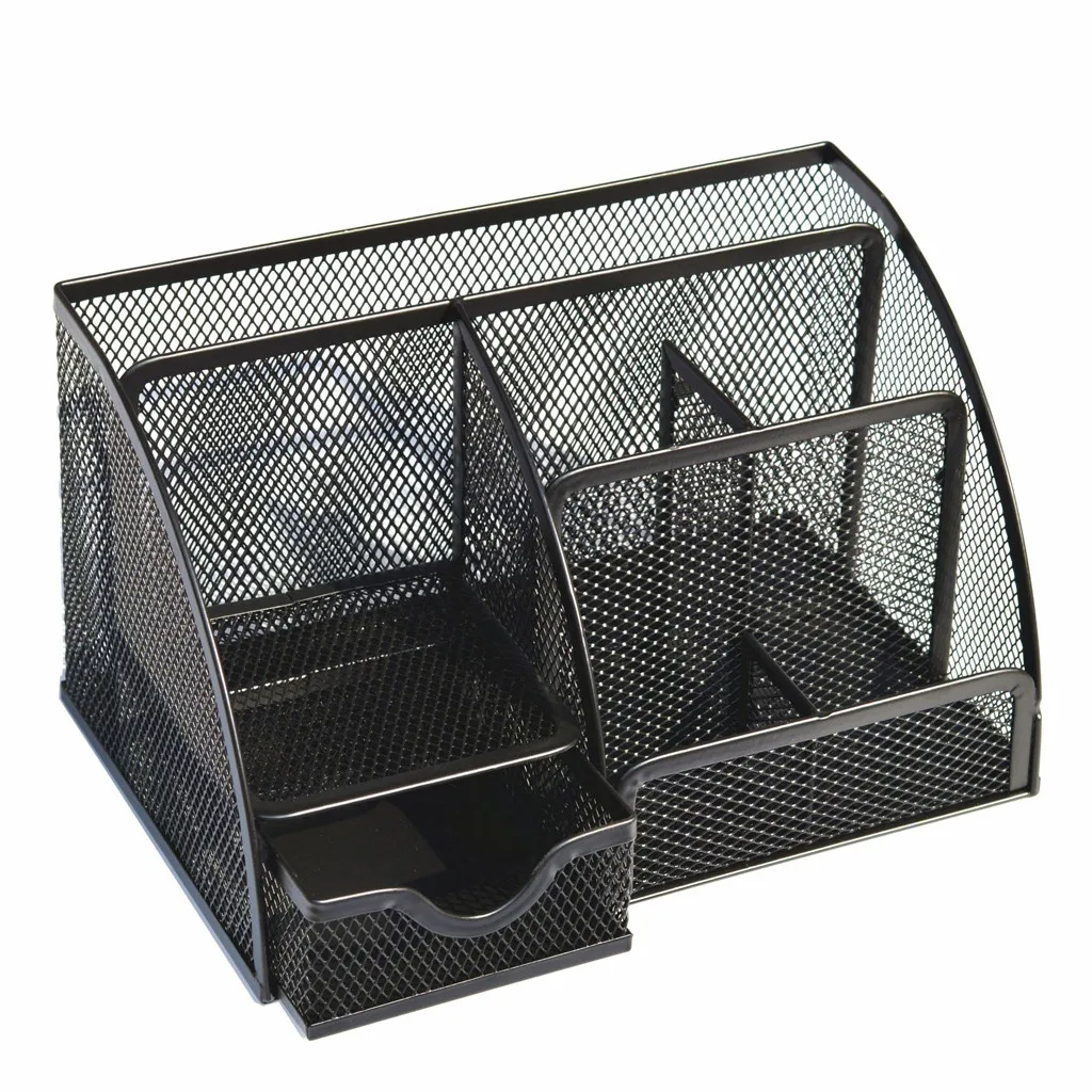 

Office Desk Organizer with 6 Compartments Drawer | The Mesh Collection Black Desktop Storage Office Desk Organizer