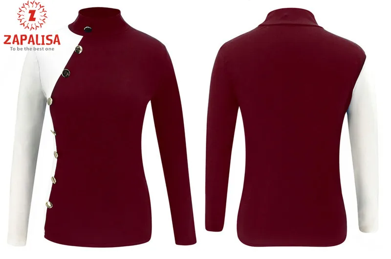 Черно-белая Лоскутная водолазка приталенная элегантная женская футболка