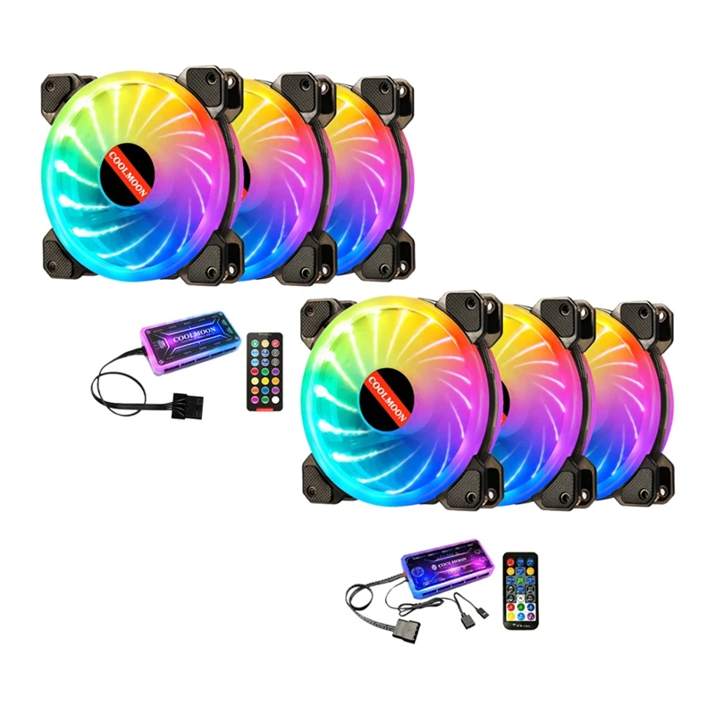 

COOLMOON Starlight Fan Set, 12cm Silent Argb Lighting Effect Computer Cooling Case Fan (3 Fan)