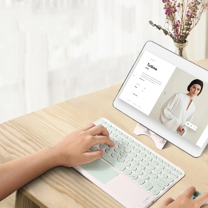 for ipad keyboard with touchpad bluetooth compatible wireless keyboard for ipad pro air for xiaomi huawei tablet android windows free global shipping