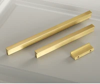 l shape solid brass furniture hardware handles gold modern simple cabinet pulls drawer handle wardrobe closet door pull and knob