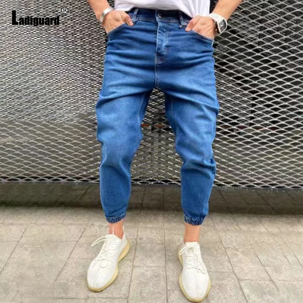 Ladiguard Sexy Jeans Denim Pants Casual Skinny Pantalon Mens Streetwear 2022 European Style Fashion Zipper Pockets Demin Trouser