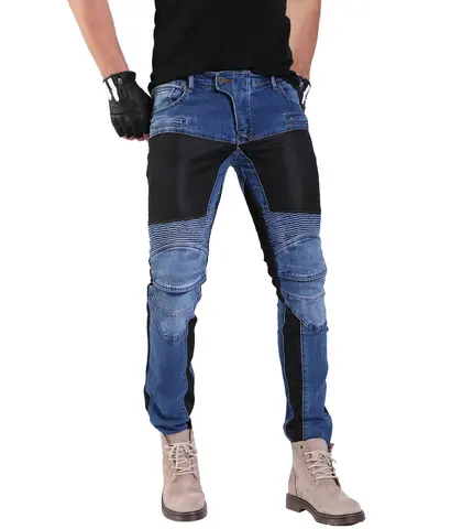 Мотоциклетные джинсовые повседневные брюки, летние эластичные дышащие сетчатые брюки для верховой езды, для мужчин и женщин, с 4 вставками, PK-719